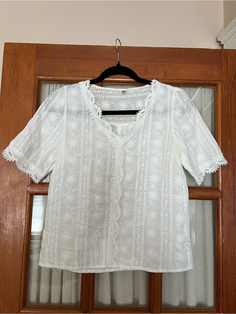 White Floral Embroidered Blouse